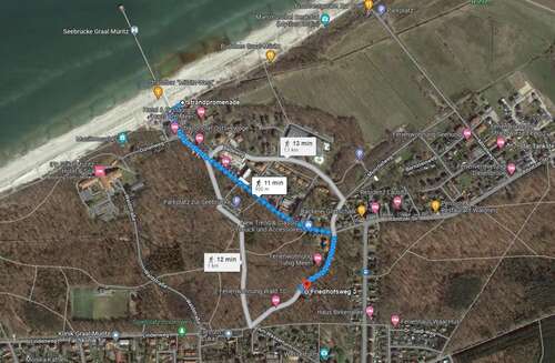 Karte Entfernung Strand - 8 Zimmer Etagenwohnung zur Miete in Graal-Müritz