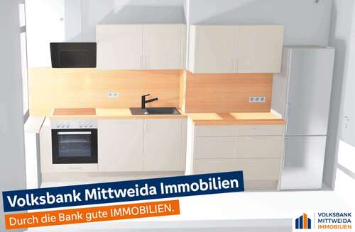 Ansicht Einbauküche - Planung - Neue Einbauküche zum Erstbezug nach Komplettrenovierung inklusiv! Mit Balkon und Tageslicht-Bad!